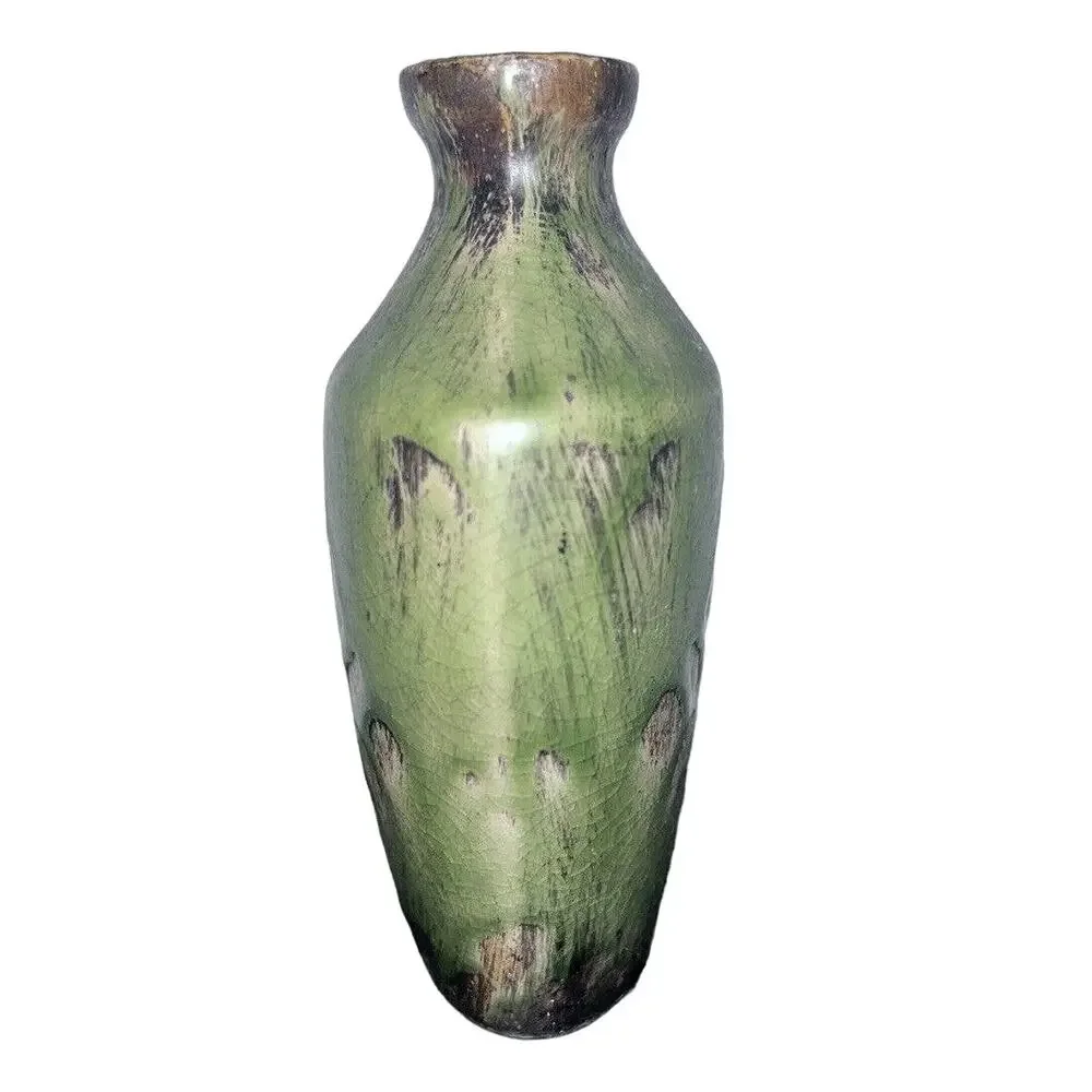 Hosley Green Crackle Glaze Vase 6.25” Animal Print Ceramic Elegant Expressions